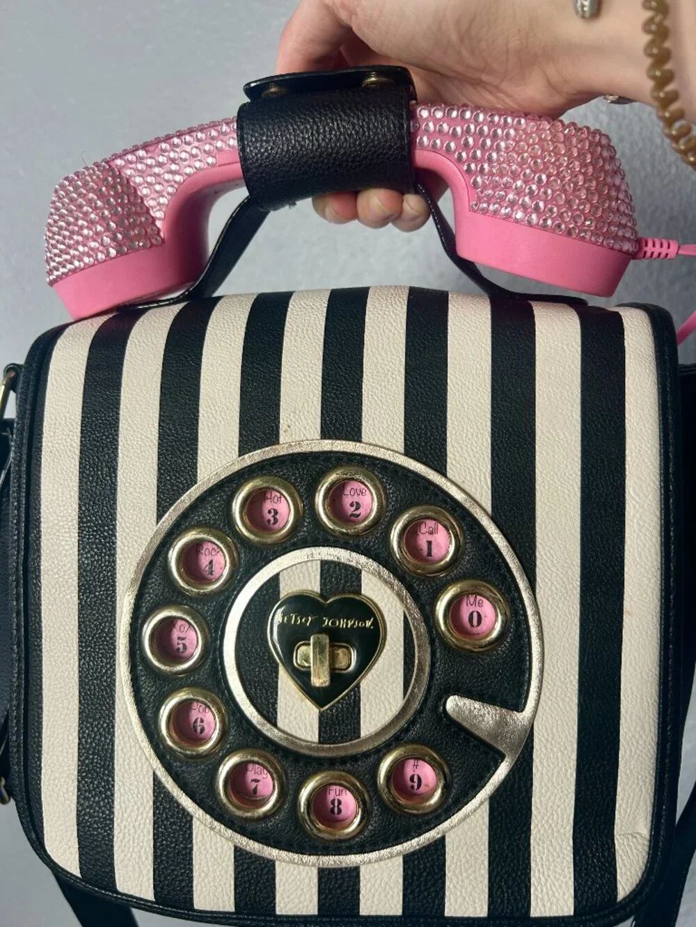 Betsey Johnson Kitsch Dial Up Rotary Phone Crossbody Bag with Phone